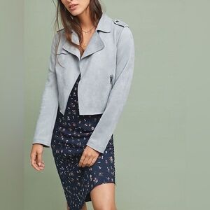 Anthropologie Light Gray Leather Jacket